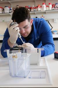 Rory Hills in the Cambridge University laboratory