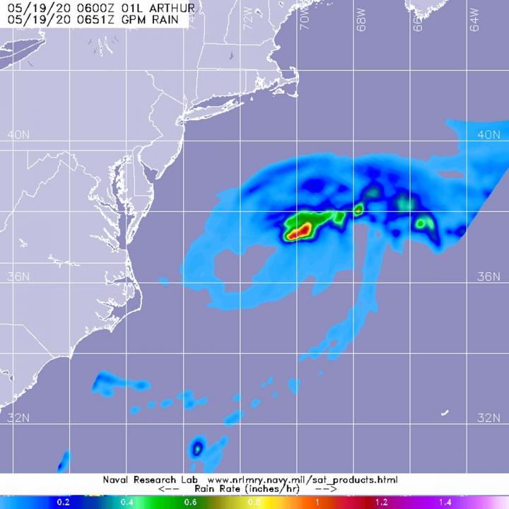 GPM image of Arthur