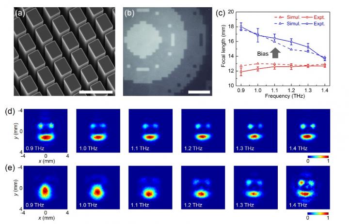 Structural and THz far-field characterizations of the LC integrated metalens