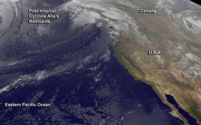 Ana's Remnants Seen by GOES