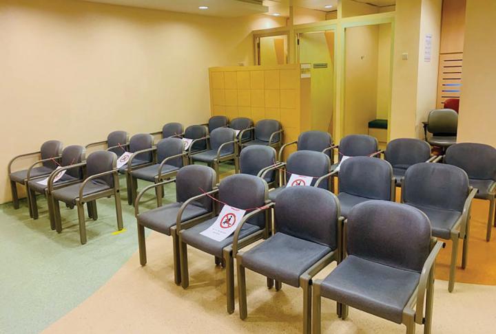 Seating rearrangement in outpatient area to ensure social distancing of patients and caregivers from others