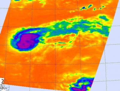 Tropical Storm Kirk Looks like a Comet on NASA Infrared Imagery