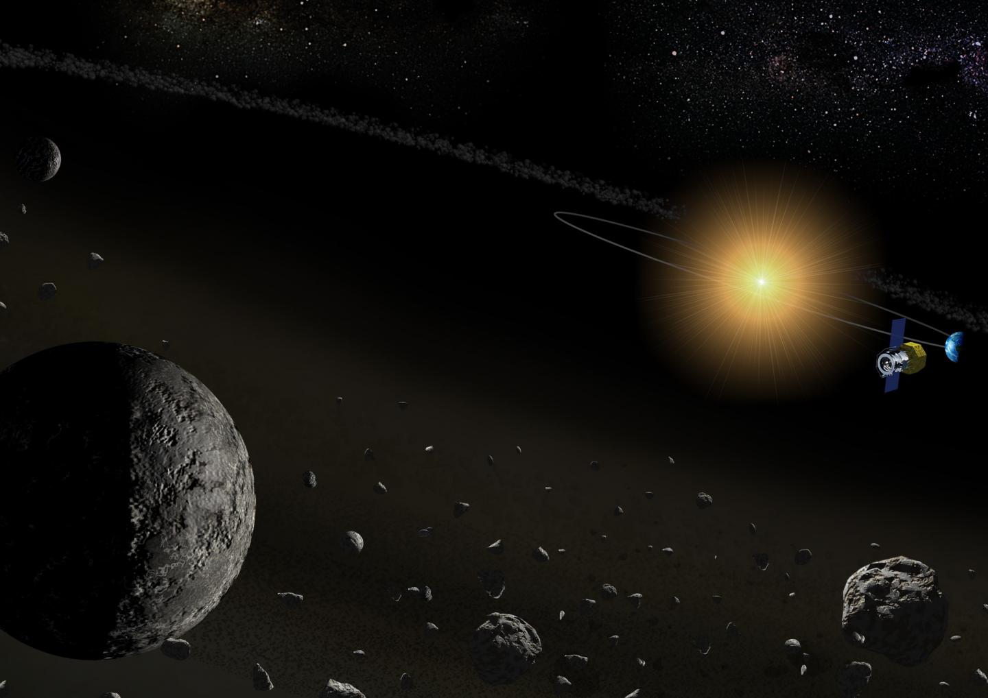 Figure 1: An Artist's Illustration of the Near-infrared Spectroscopic Observation of Asteroids
