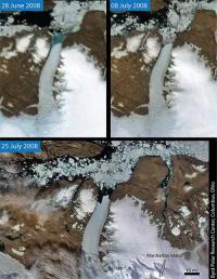 Satellite Images Show Continued Breakup of 2 of Greenland's Largest Glaciers (2 of 2)