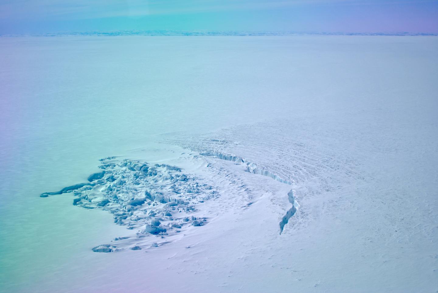 Crater Left behind by a Drained Sub-Glacial Lake in Greenland