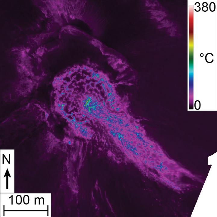 Thermal image of the Santa Maria volcano