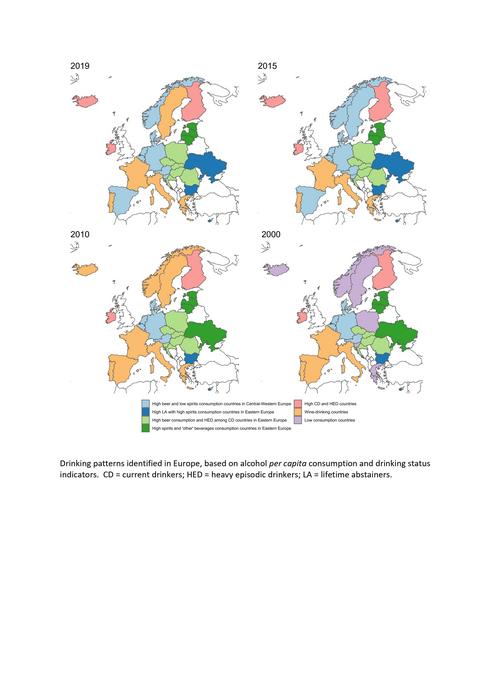 Drinking patterns identified in Europe, 2000-2019