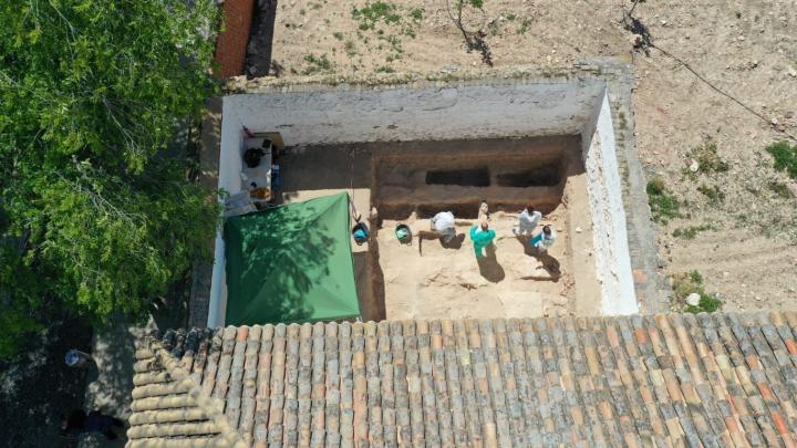 Overhead shot of dig site