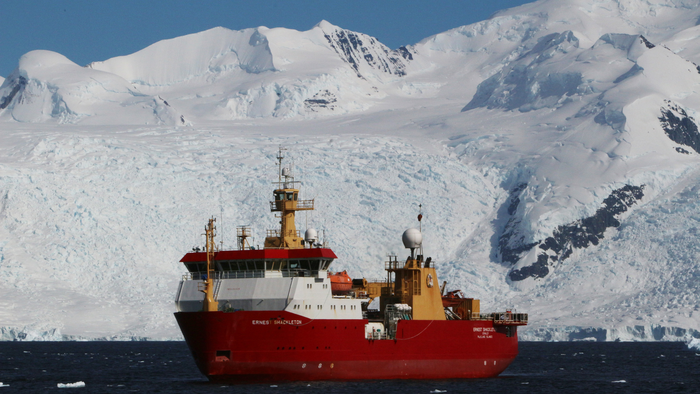 Research ship at Antarctica