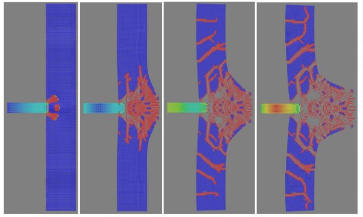 Simulation of Fracture and Fragmentation of Geological Materials Due to High Impact Loading