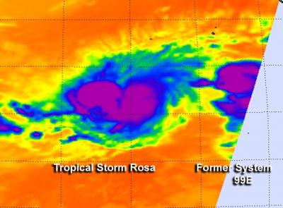 NASA's Aqua Satellite Took an Infrared Picture of Tropical Storm Rosa