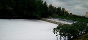 Foam buildup at main outlet after heavy rain