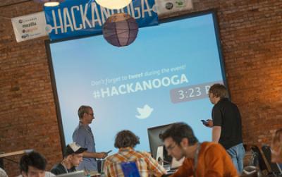 Participants in a Room at the Chatanooga Hackathon