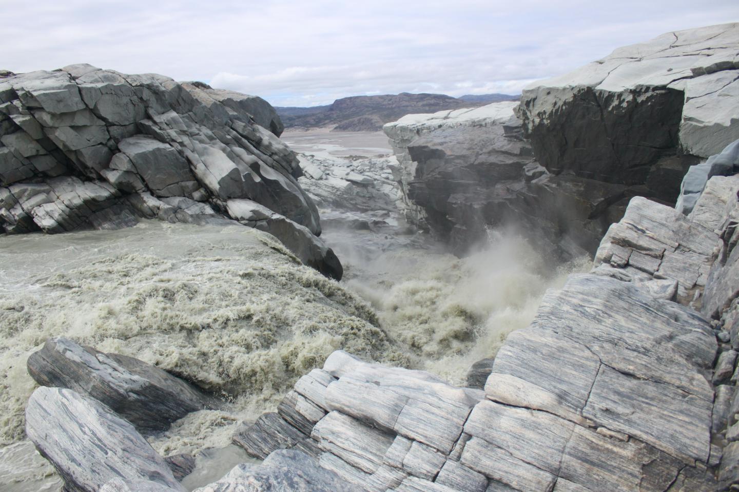 Glacial Meltwater River that Has Drained from the Greenland Ice Sheet