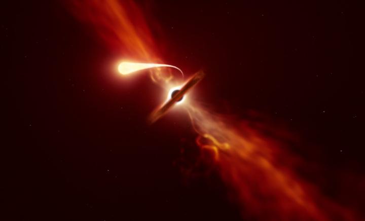 Artist's impression of star being tidally disrupted by a supermassive black hole