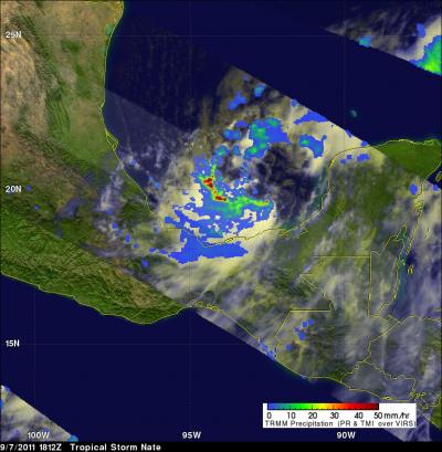 TRMM Satellite Sees Rainfall Rates in Tropical Storm Nate
