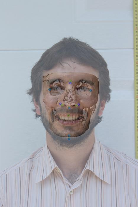 Representation of a craniofacial superimposition of one of the authors of the study, Óscar Ibañez.