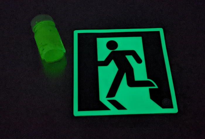 Glow-in-the-dark emergency sign