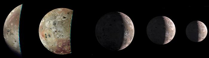 JunoCam’s sequence of images of the NASA Juno mission's encounter with Jupiter's moon, io, on 3 February 2024.