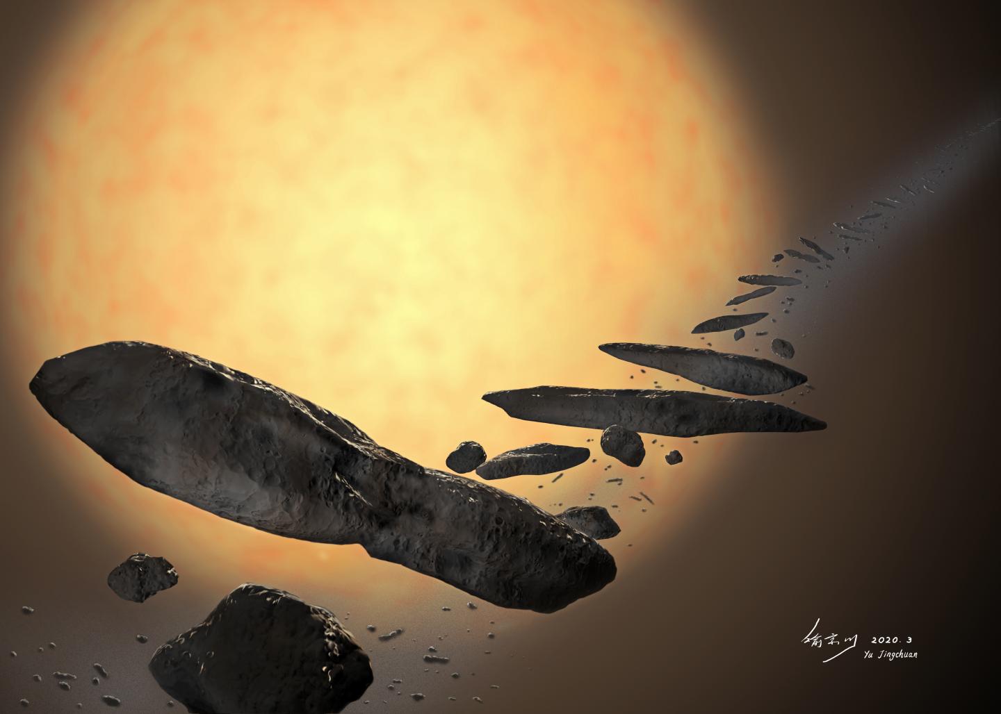 An artist's impression of 'Oumuamua formation based on ZHANG and Lin's cenario