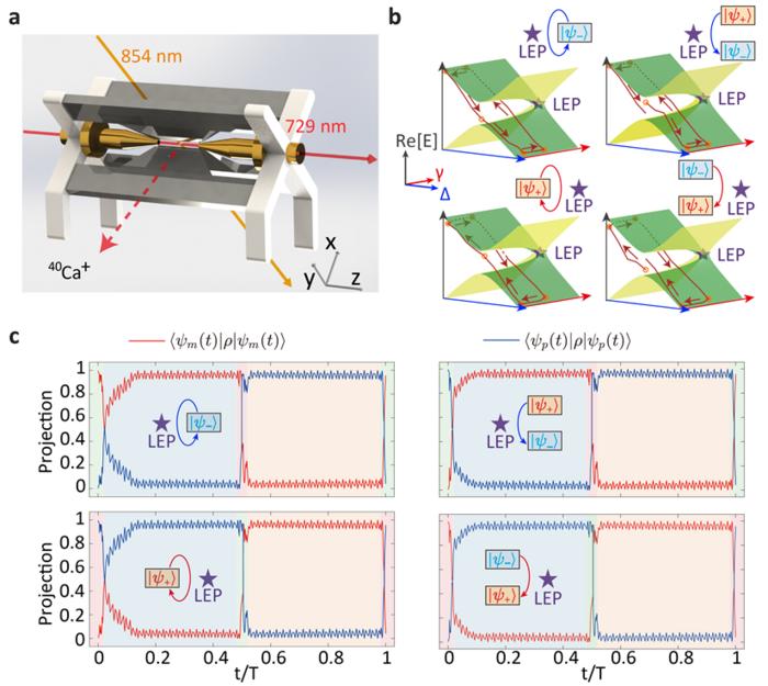 Physical principle for parametric loops in the vicinity of a LEP in the parameter space of a single trapped ion quantum heat engine.