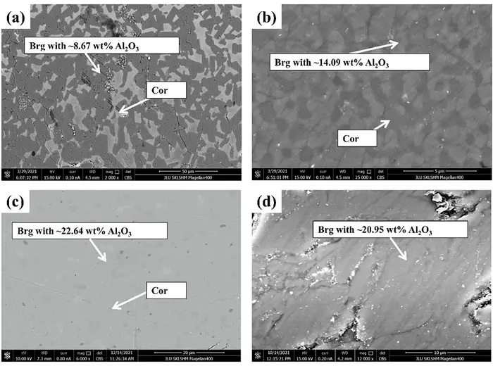 Backscattered electron images of polished samples recovered under HPHT conditions