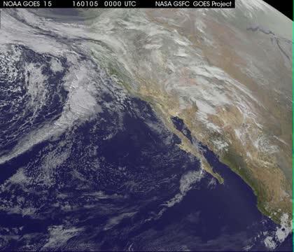Video of GOES-West Showing Rainfall in California