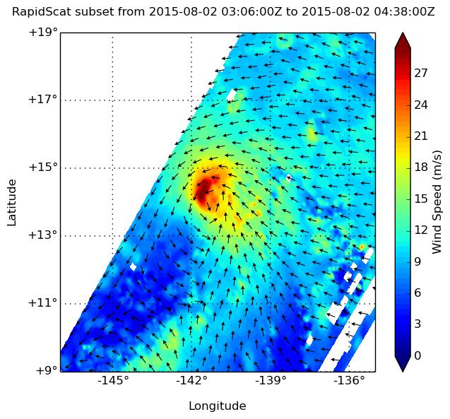RapidScat Gathered Wind Data on Guillermo