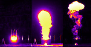 Evolution of fireball due to vented deflagration.