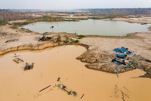 Mining equipment in La Pampa region of Madre de Dios, Peru