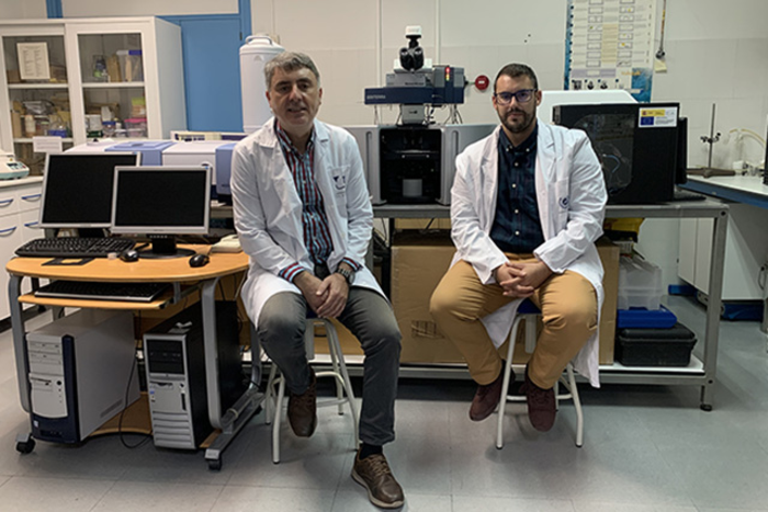 Professor Juan Casado Cordón and researcher Sergio Moles, two of the authors of this paper, at the UMA laboratory where they work.