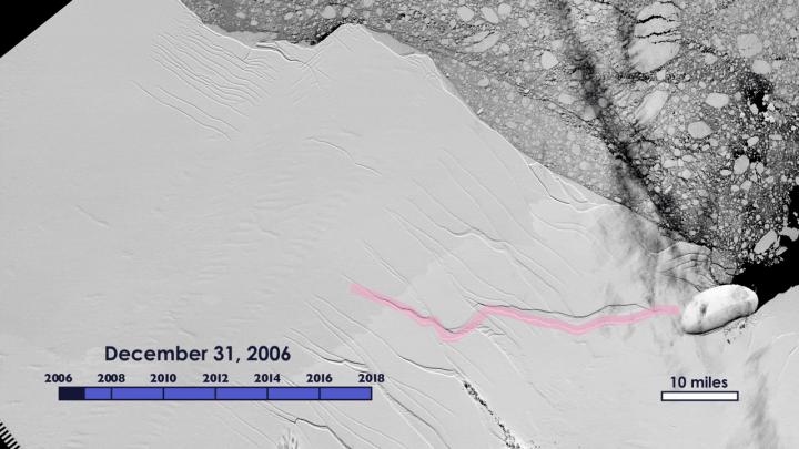 Animation of Satellite Views of Larsen C Ice Shelf Crack