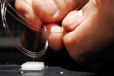 Closeup of Solar Cell Based on Optical Fiber