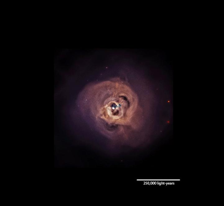 Animated Views of Hot Gas in Perseus Galaxy Cluster