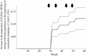 Cumulative increase in immunized wild boars