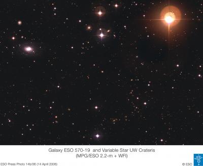 Galaxy ESO 570-19 and Variable Star UW Crateris