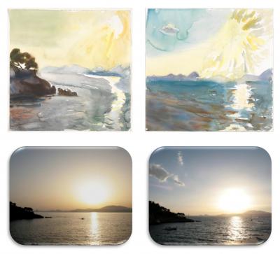 Sunset Paintings and Photographies (Island of Hydra, June 2010)