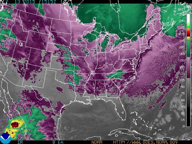 GOES Image of Cloud Blanket over Eastern US