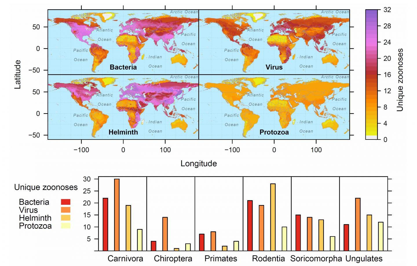Distribution of Zoonoses by Major Pathogen Type