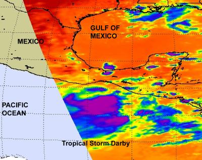 NASA Infrared Image of Tropical Storm Darby's Clouds