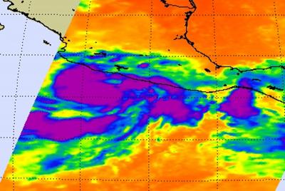 NASA's Aqua Satellite Infrared Image of Tropical Storm Beatriz
