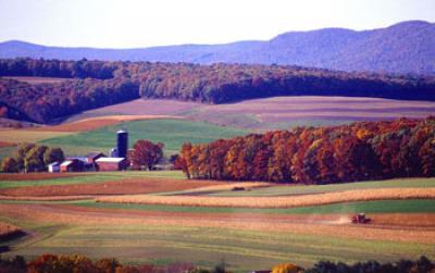 Farm and Forests in Midst of Fall Color Change