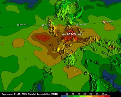 TRMM 3-D Ketsana Rainfall Map in Philippines