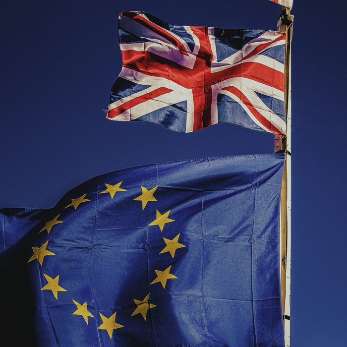 The European Union flag pictured next to the Union Jack.