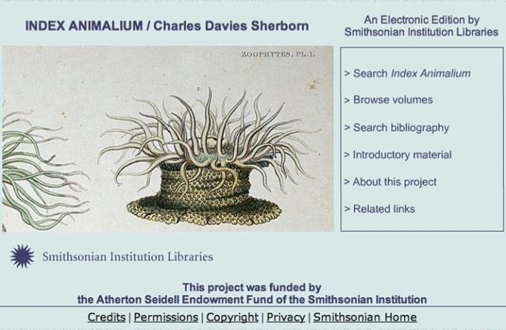 Sherborn's Index Animalium