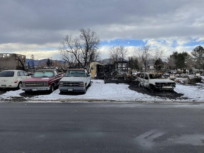 Remnants of ashes across the street from the studied house in Superior, Colorado