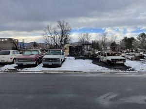 Remnants of ashes across the street from the studied house in Superior, Colorado