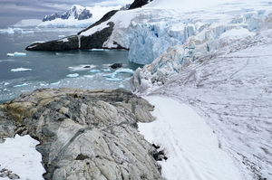 Receded glacier and black moss