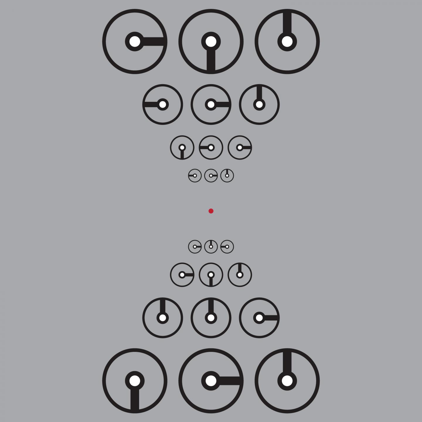 Peripheral Vision Test Image: Clocks up and Down