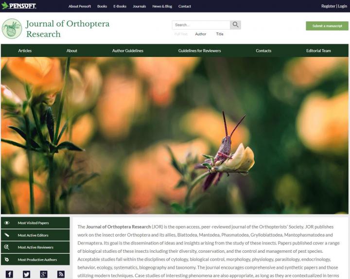 The New Website of <em>Journal of Orthoptera Research</em>